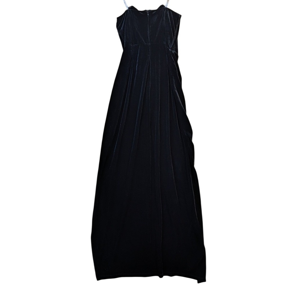 Lulus Maxi Dress Womens Large My Dream Come True Black Velvet Plunge Evening - Picture 5 of 8
